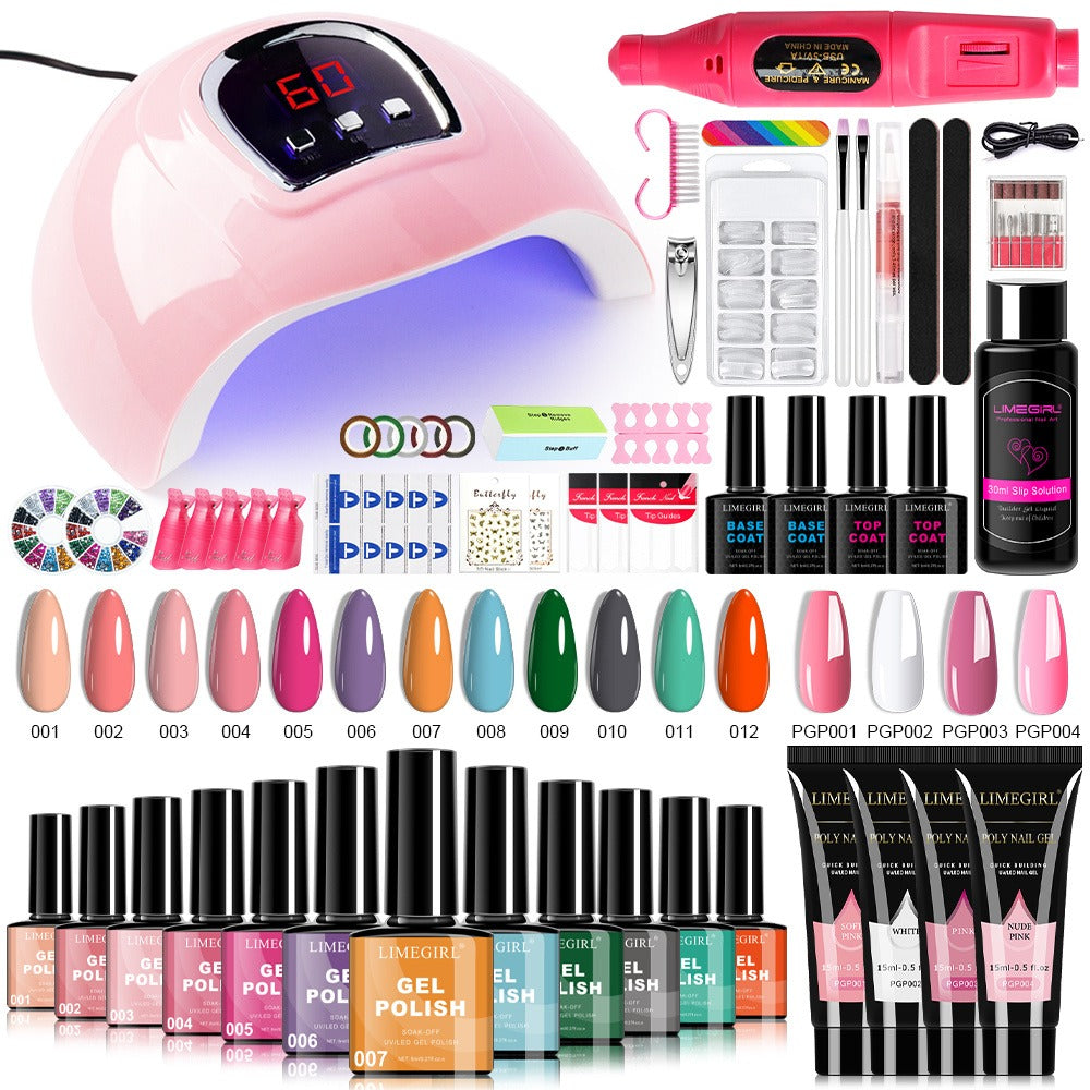 Gel Nail Polish Kit with UV Lamp & Electric Nail Drill – 12 Colors Gel Polish Set, Poly Extension Gel, Top & — image 7
