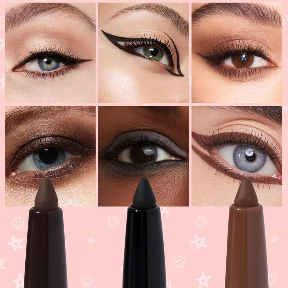 Three-Piece Matte Gel Eyeliner Pencil Set in Deep Brown, Medium Brown and Black for Eye Makeup — image 8