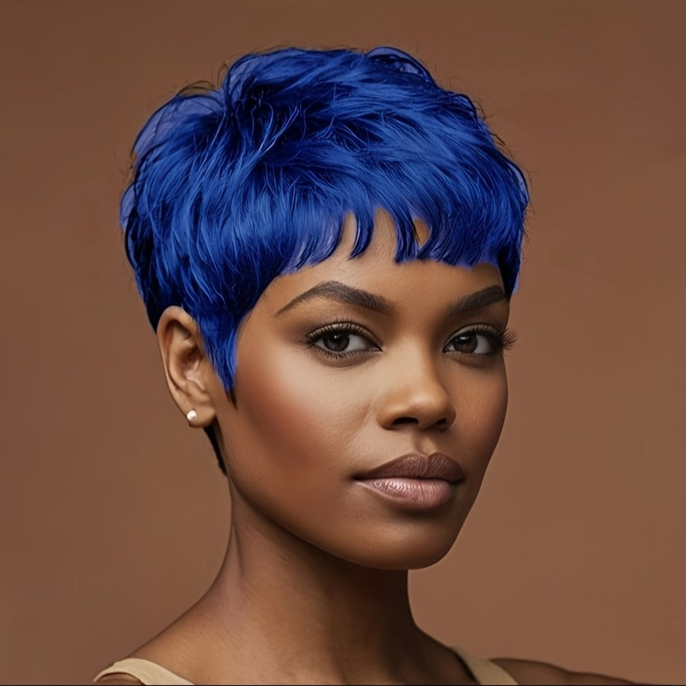 Synthetic Wig 4-Inch Short Waves with Bangs in Red, Black, Green, Blue or Orange-Auburn for Cosplay Looks — image 10
