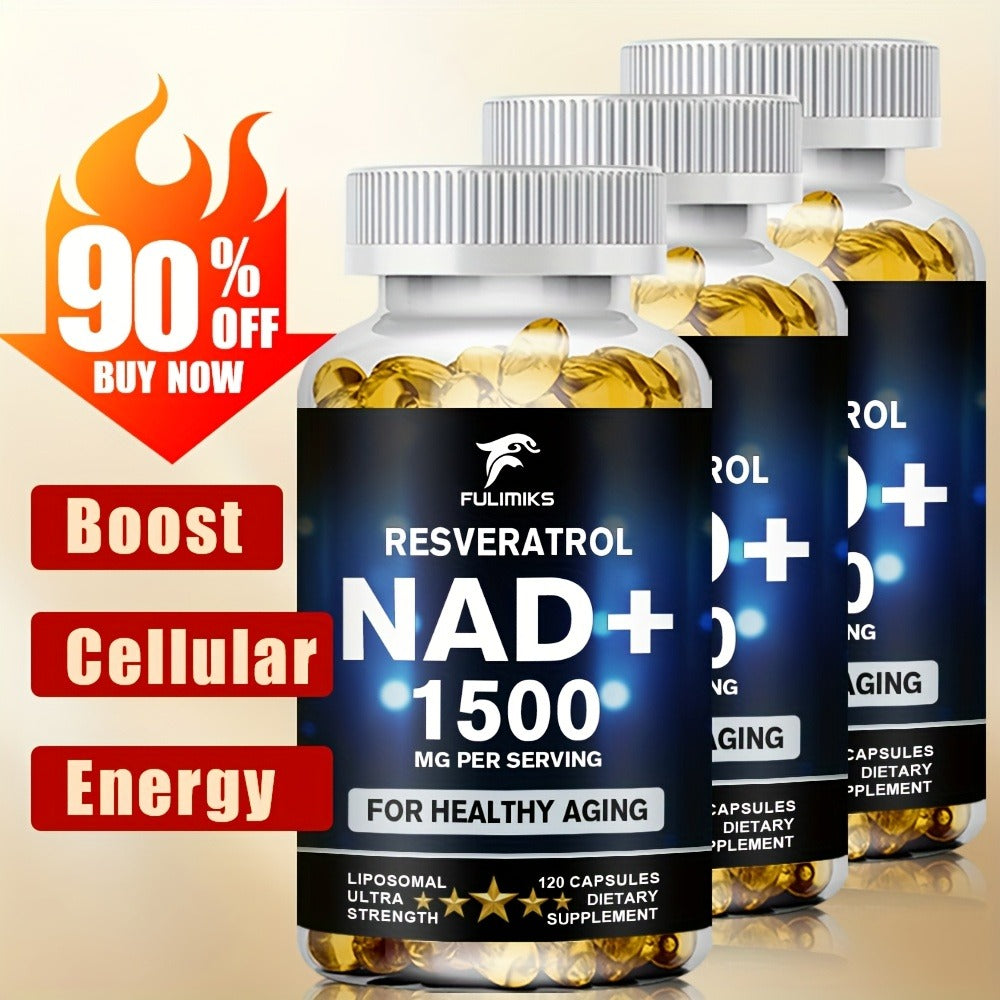 Dietary Supplement NAD+ Formula with Nicotinamide Riboside and Resveratrol Capsules, 120 Count — image 8