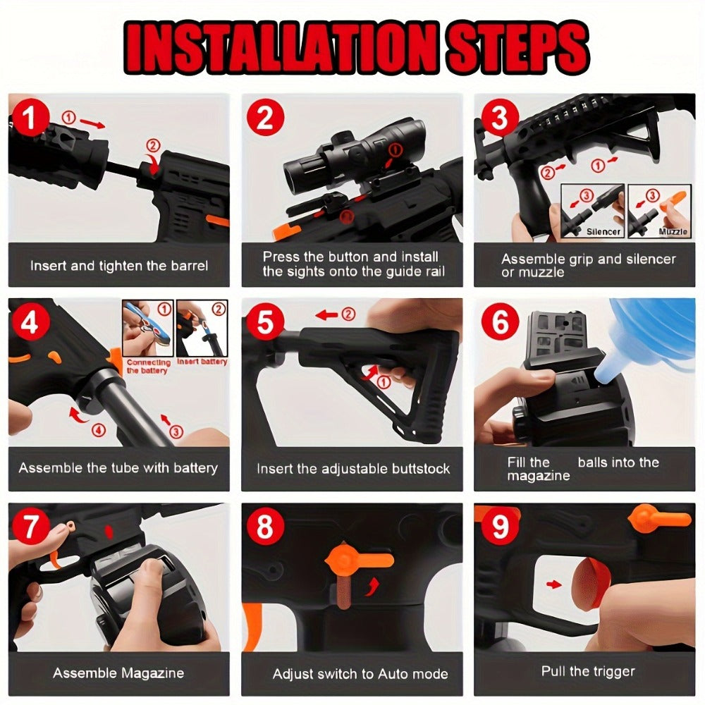 Rechargeable Electric Splash Ball Toy Gun, USB Rechargeable Outdoor Shooting Rifle for Kids Boys — image 5