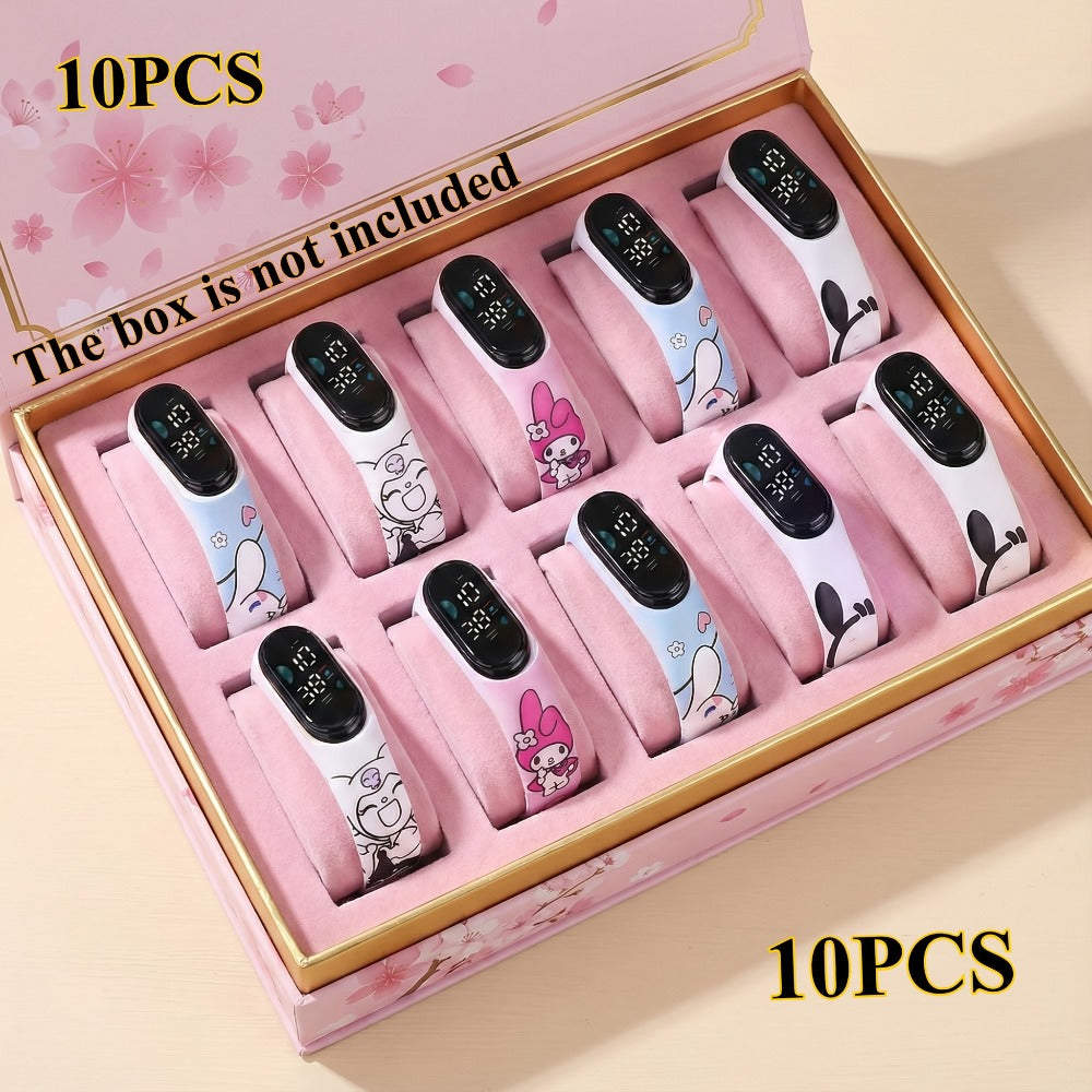Sanrio Kids Watch Set 10 Pack, Cinnamoroll Kuromi My Melody Pochacco Mixed Colors, Cute Fashion Watches for Girls — image 1