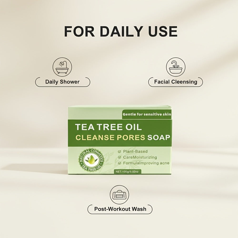 Tea Tree Bar Soap, Three-Pack of Green Plant-Essence-Labeled Bars for Face and Body Washing — image 12