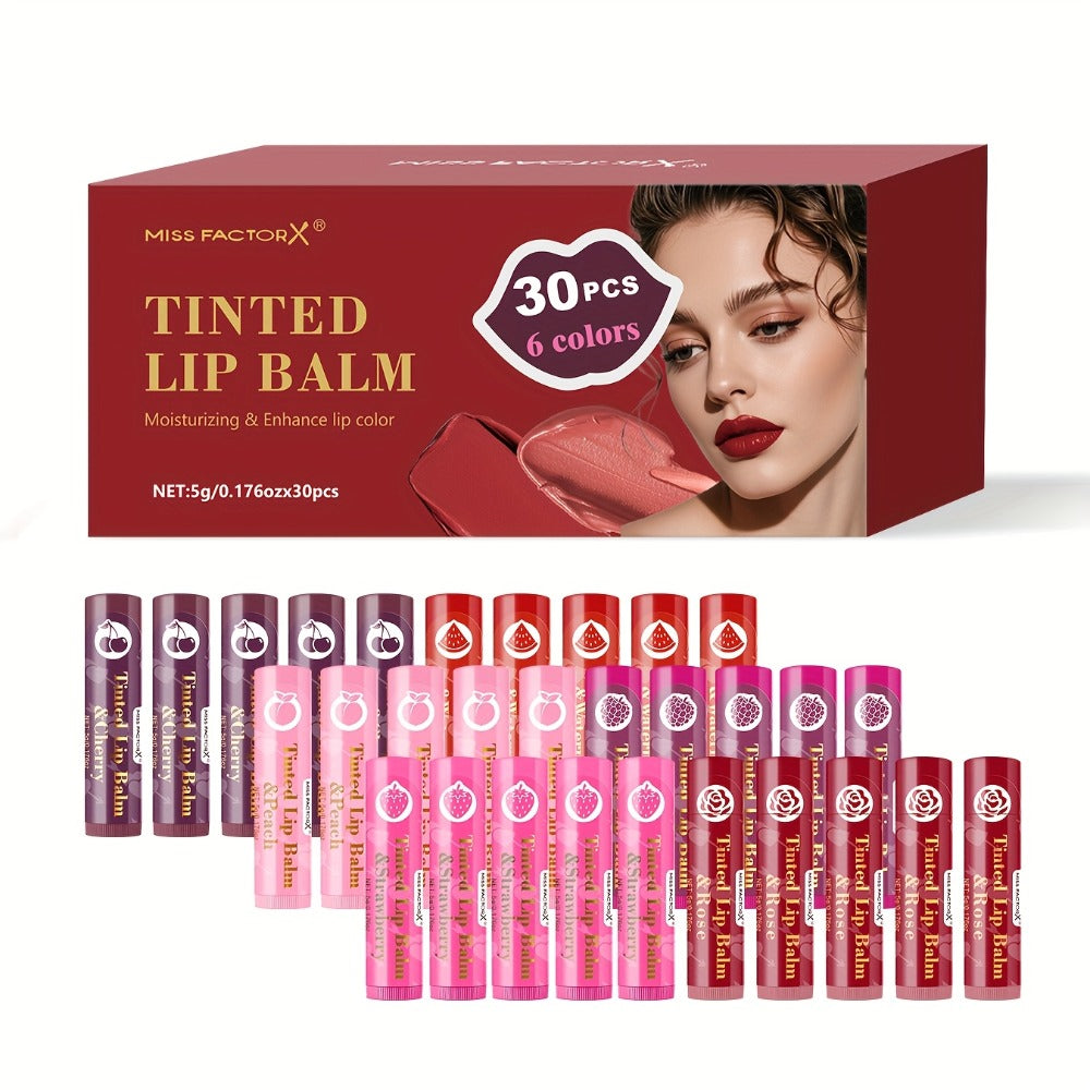 MISS FACTOR 30-Piece Tinted Lip Balm Set with Capped Tubes Organized into Six Color Groups — image 3