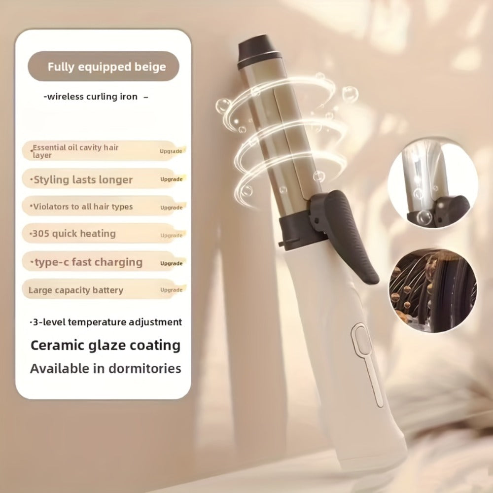 Cordless Mini Curling Iron Wireless Rechargeable Portable Hair Curler, Ceramic Barrel for Airy Bangs — image 3