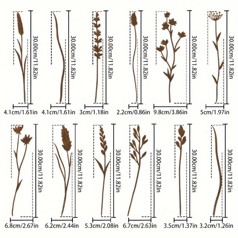Rustic Metal Wildflower Stems, 12-Piece 30 cm Botanical Set for Vases, Planters and Garden Beds — image 13