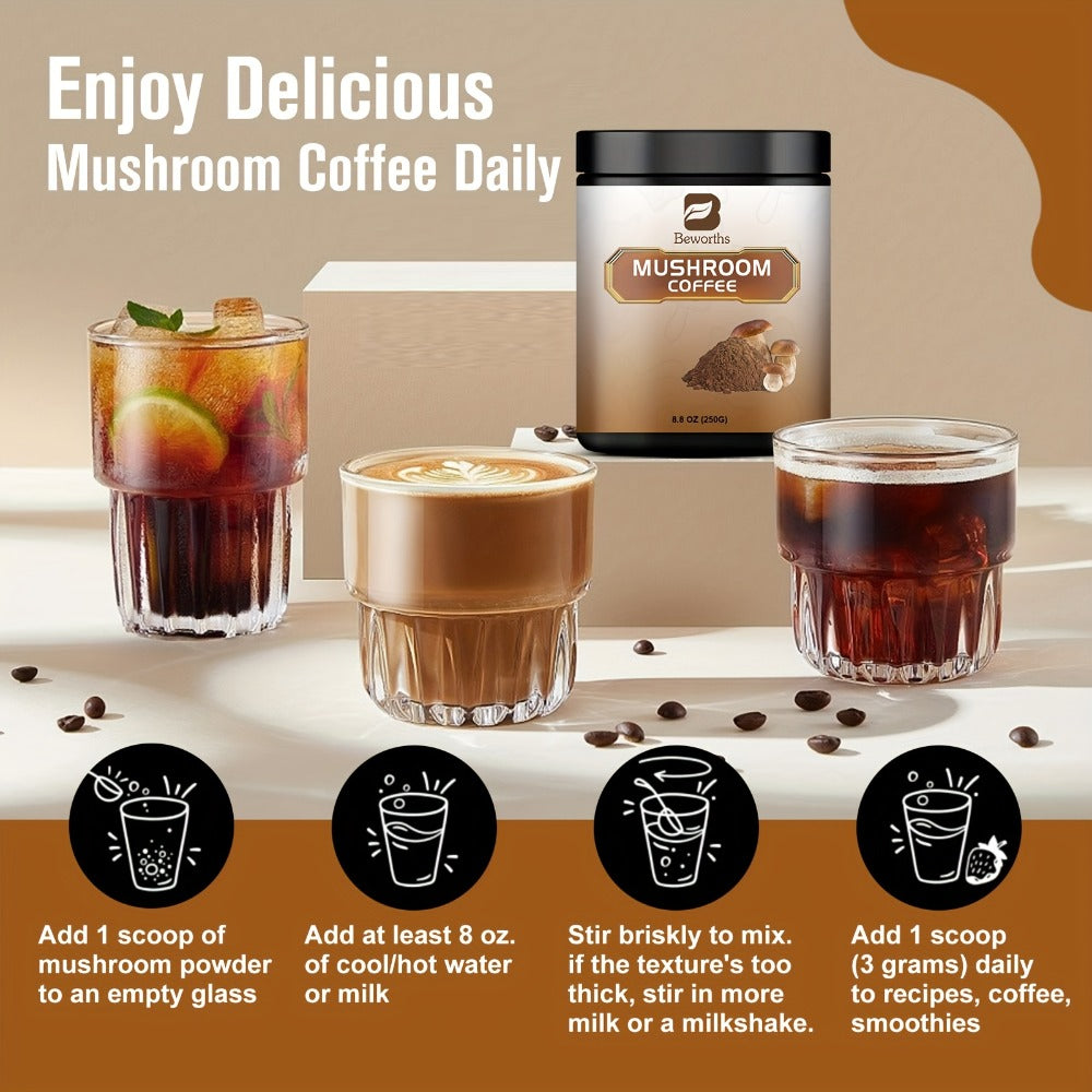 Mushroom Coffee Powder 500g with Reishi Cordyceps Lion's Mane Chaga & Turkey Tail for Bath Time, Home Spa and Personal Care —