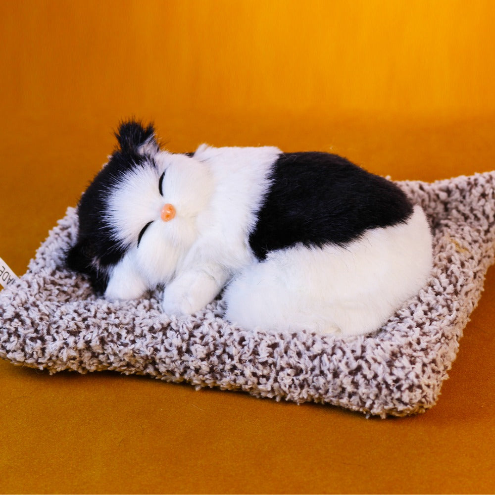 Plush Toy Realistic Sleeping Cat with Meow Sound in Four Coat Patterns for Desk or Room Display — image 9