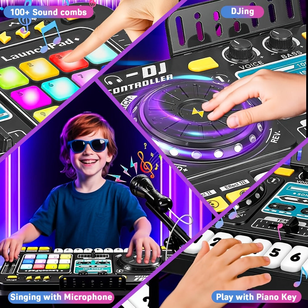 Kids DJ Mixer Toy Set with LED Lights, Microphone & Piano Keys, 100+ Sound Effects, Disco Mode, Rechargeable — image 7