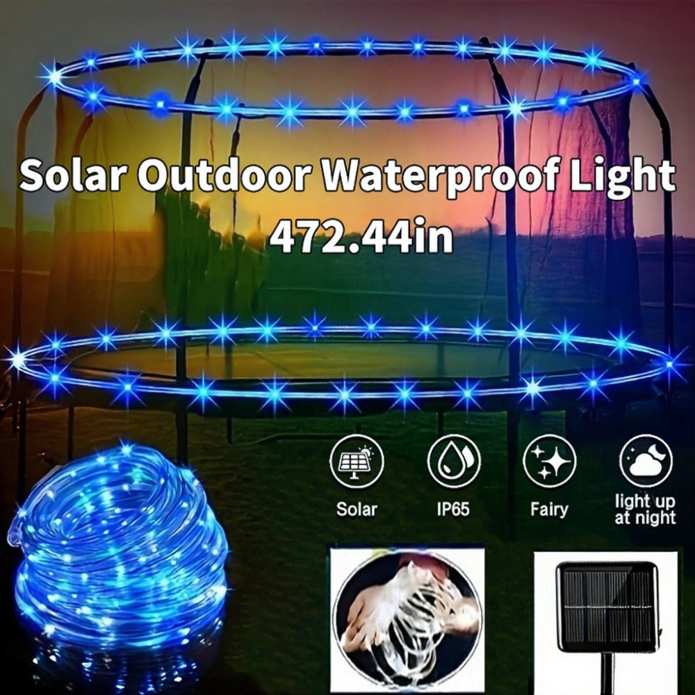 Solar Powered LED Trampoline Lights Colorful Rope Lights for 8-16 Ft Trampolines 8 Dynamic Modes IP65 Waterproof Outdoor Back