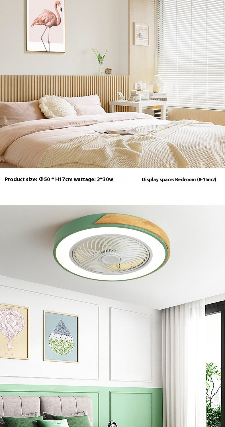 Solid Wood Ceiling Fan Lamp Bedroom Invisible Dining Room Ceiling Fan Lights