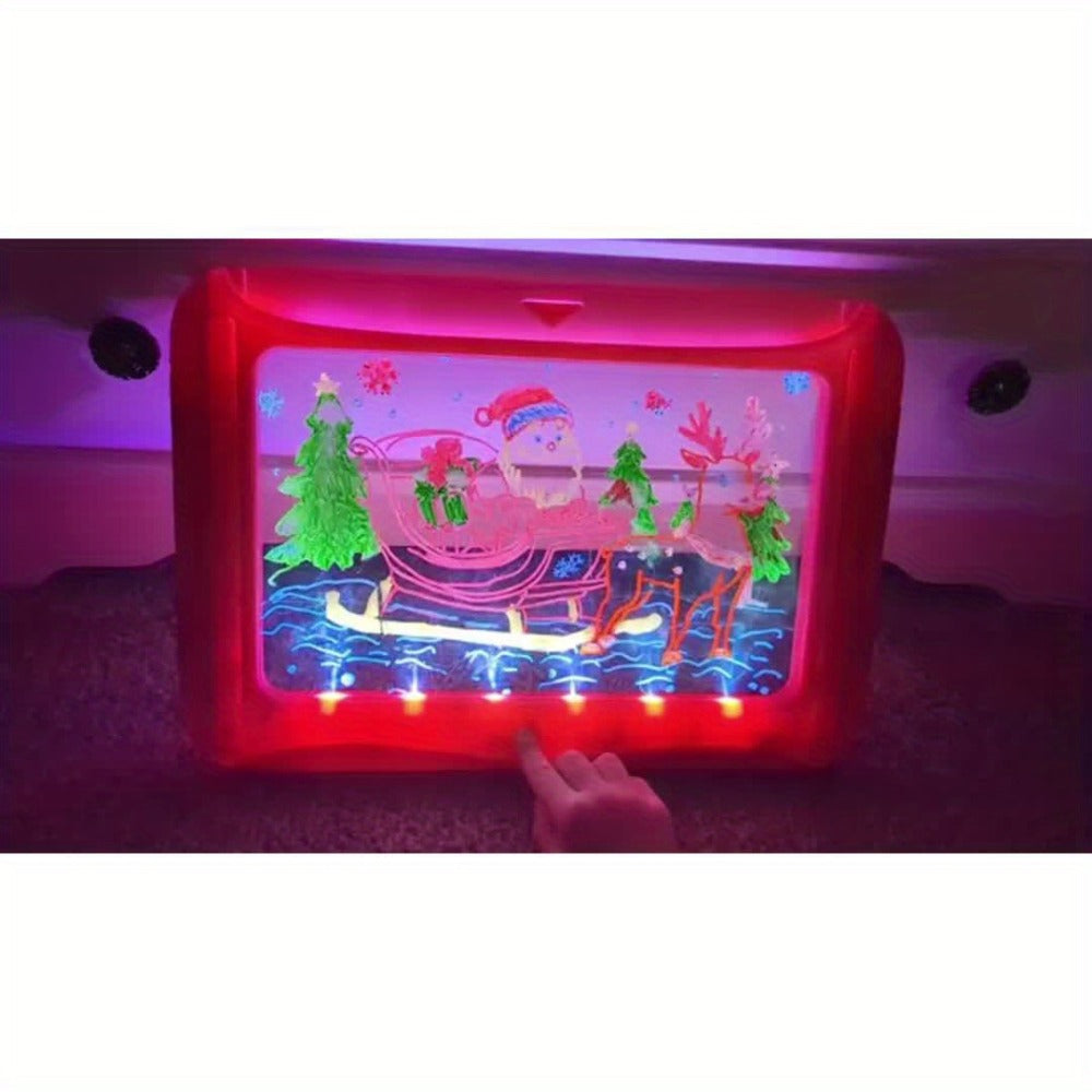 LED Light Up Drawing Board for Kids, 9 Double-Sided Tracing Cards 6 Markers Glow Doodle Travel Art Toy for Girls Boys Ages 3-