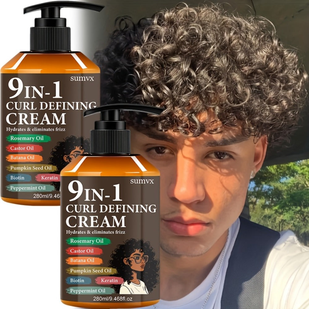9-in-1 Curl Defining Cream by SUMVX in a Two-Pack of 280ml Pump Bottles with Seven Front-Label Ingredients — image 8