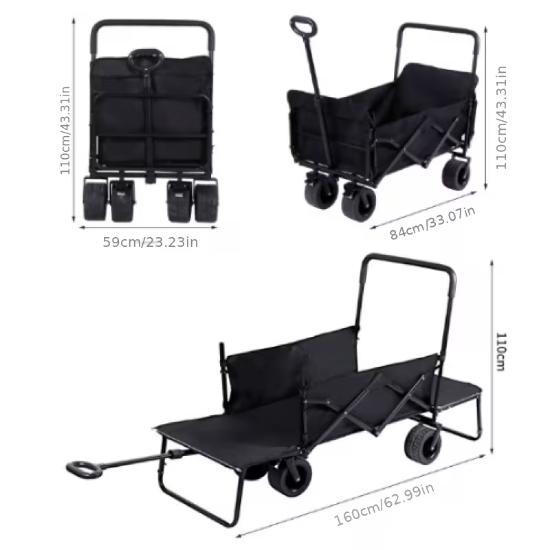 Foldable Utility Wagon Cart 550 lbs, Collapsible Outdoor Cart with Bench Seat & All-Terrain Wheels — image 2