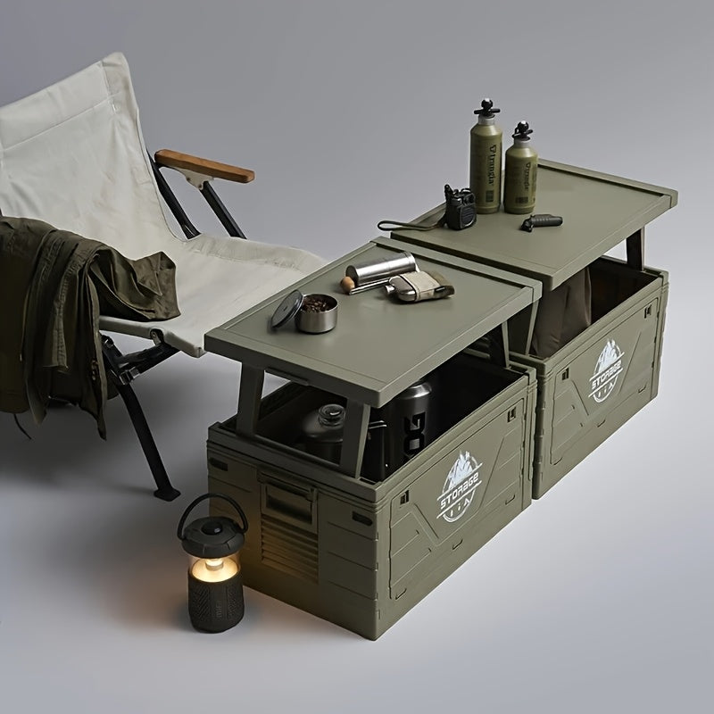 Army-Green Outdoor Storage Box with Flat Cover, Lift-Up Desktop or Front-Access Box Lid Options — image 2