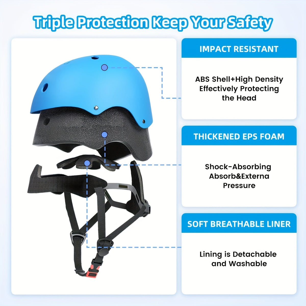 Kids Bike Helmet Adjustable XXS Toddler, ABS+EPS Unisex Sports Helmet with Removable Liner, 11 Vents — image 11