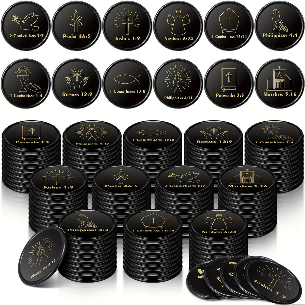 Party Favors Bible-Verse Coins, 120-Piece Black Token Set for Church and Faith-Themed Events — image 8