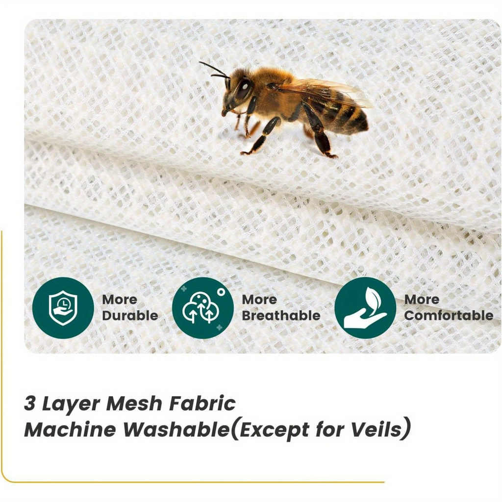 Beekeeping Suit Triple Layer Sting-Resistant Gloves 2 Veils S-3XL for Garden, Patio and Yard Use — image 14