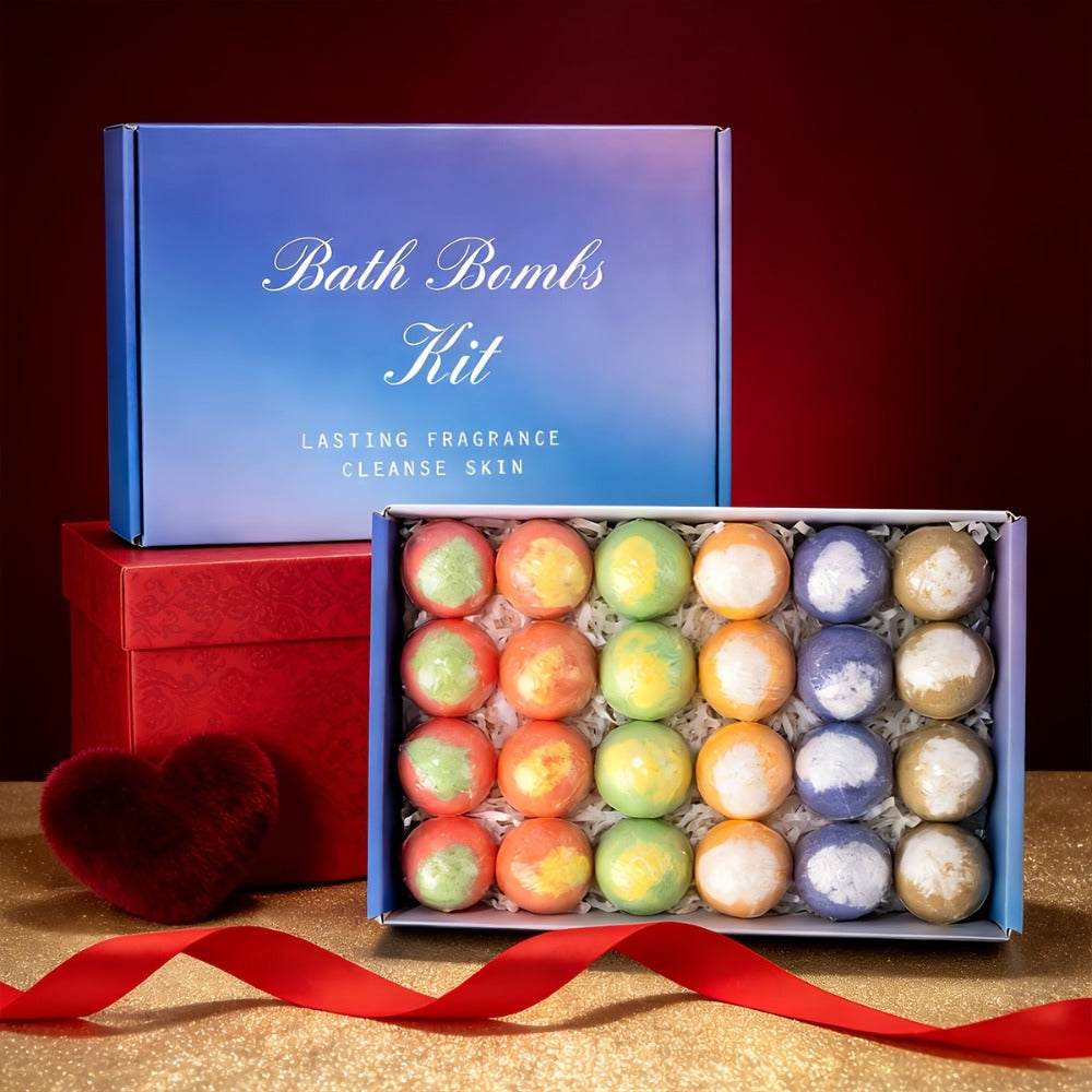 Bath Bombs, 24-Piece Essential Oil Gift Set with 20g Round Fizzers, Assorted Colors and Fragrance Styles — image 8