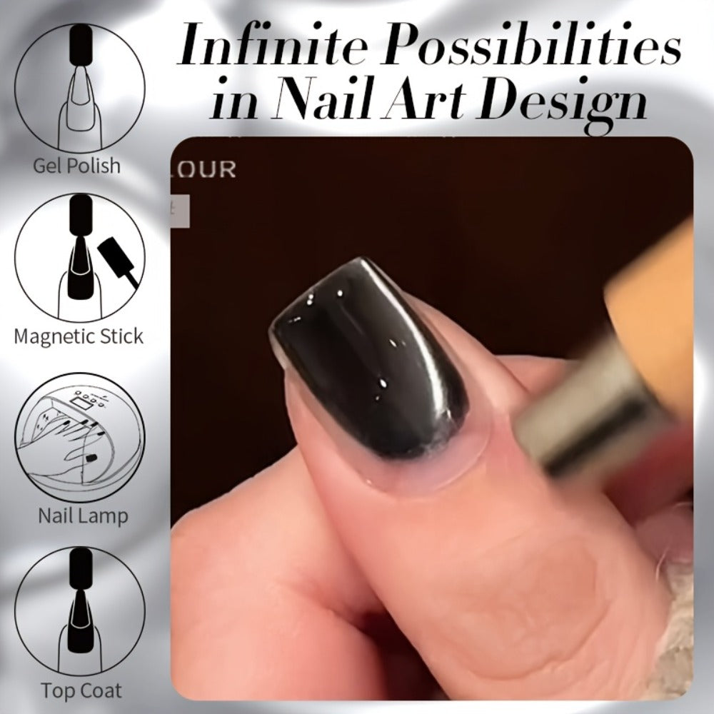 Gel Nail Polish in 10ml Black Magnetic Cat-Eye with Glass-Bead Shimmer, BGC01 or MY49 for Shimmer Art — image 11
