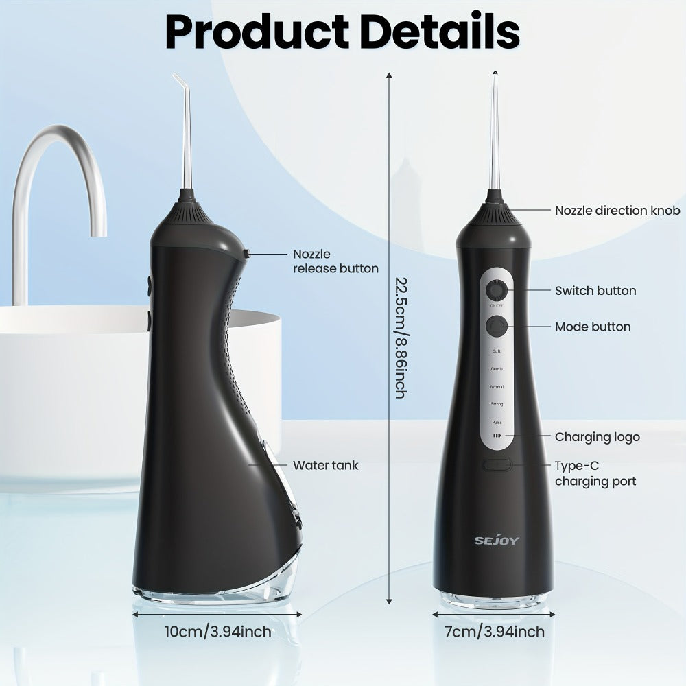 350 ml Cordless Water Flosser Kit with Six Jet Tips, Five Mode Labels, USB Cable and Manual — image 5