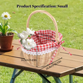 Large Wicker Picnic Basket with Split Lid, Central Carry Handle and Red Checkered Textile Lining — image 1