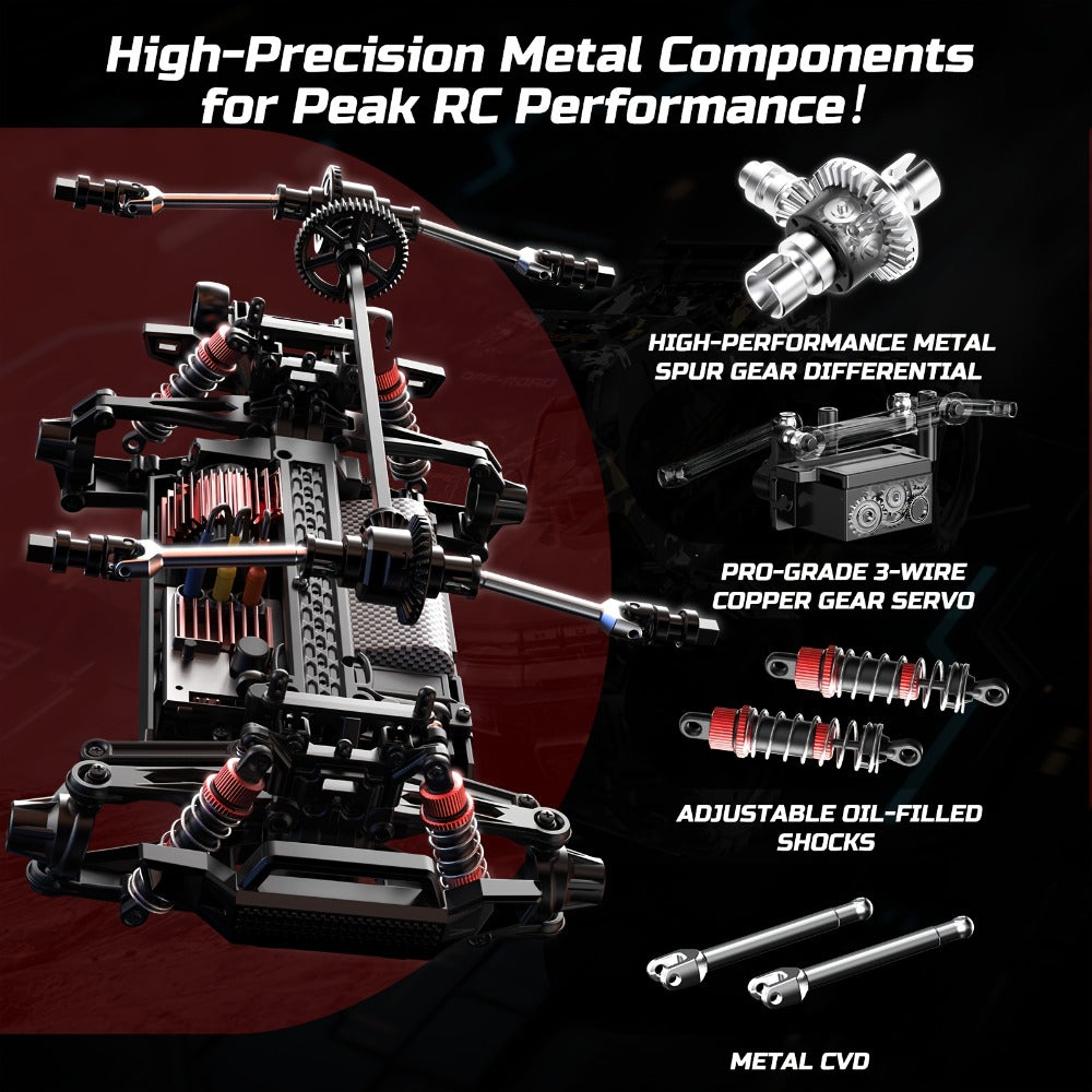 Remote Control Car, DEERC 1:16 4WD Off-Road Truck with 42 km/h Label, Dual 1500mAh Batteries and LED Lights — image 3