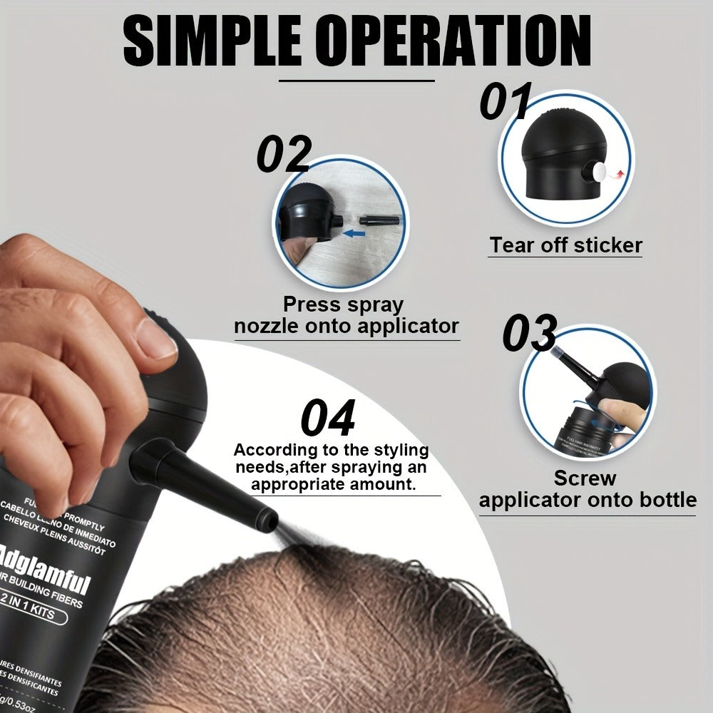 15-Gram Hair Fiber Kit with Directional Spray Applicator in Four Black and Brown Shade Options — image 12