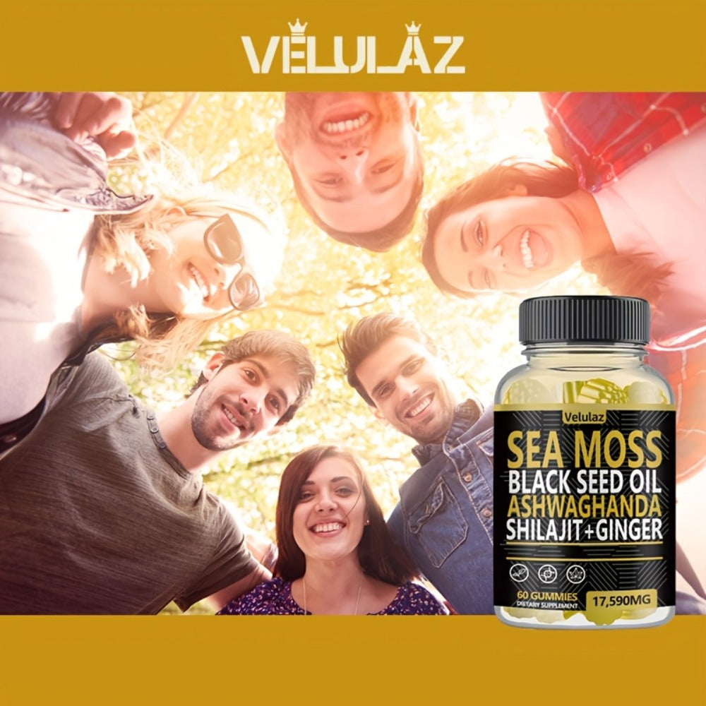 Sea Moss Herbal Gummies, 60 Count with Black Seed Oil, Ashwagandha, Shilajit and Ginger Blend — image 5