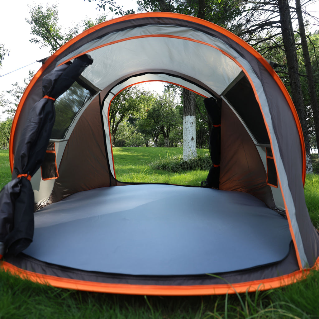 Camping Tent 4-Person Pop-Up with PU 2000mm Fabrics, 4.5mm Fiberglass Rods and Anchoring Kit — image 2