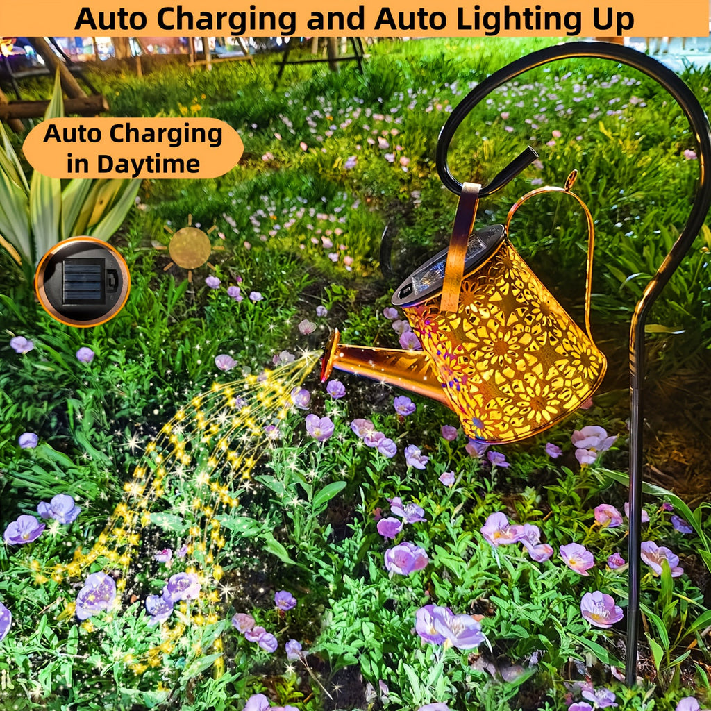Solar Garden Light Watering Can Stake with Warm White Cascading LEDs, IP44 Rating and Hanging Bracket — image 3