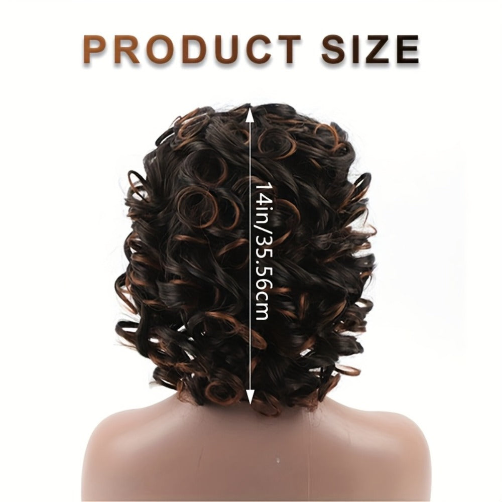 Synthetic Wig 14-Inch Kinky Curly Afro with Bangs in Black, Black-Brown or Golden 33/27 for Daily Style — image 6