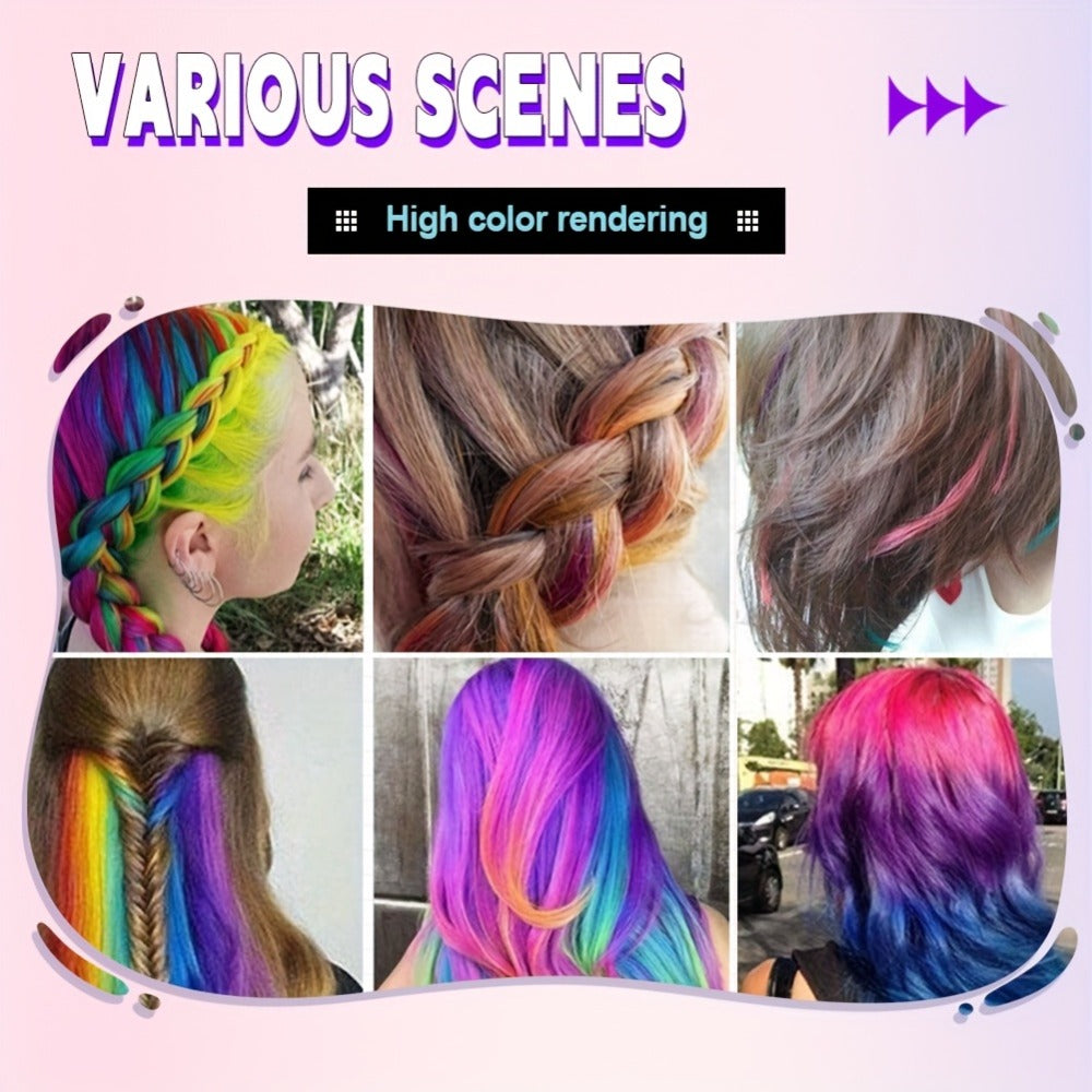 Temporary Hair Chalk Comb Set 14 Colors, Hair Color Sticks with Plant-Based Squalane & Glycerin, Vibrant Streaks for Parties 