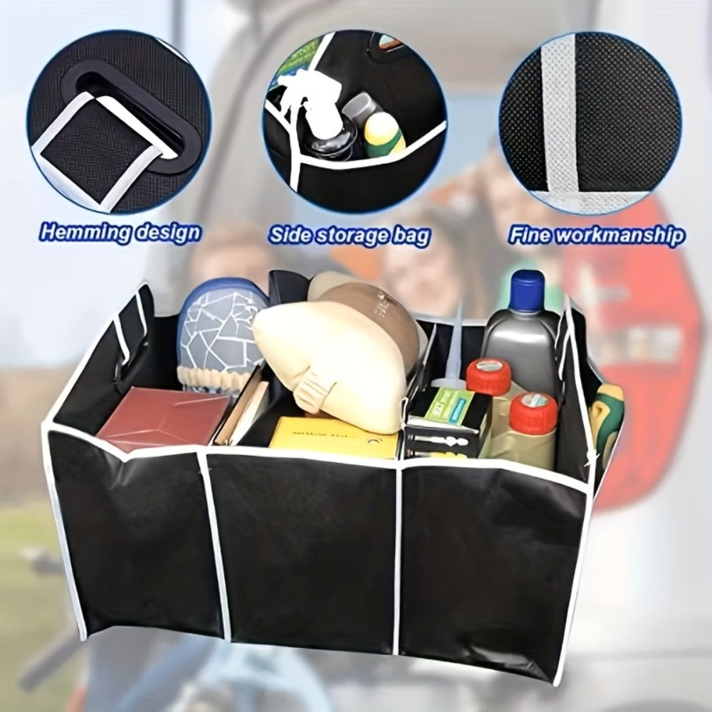 Car Trunk Organizer, Foldable 3-Compartment Black Storage Bin with Carry Handles and 1- or 2-Piece Options — image 10