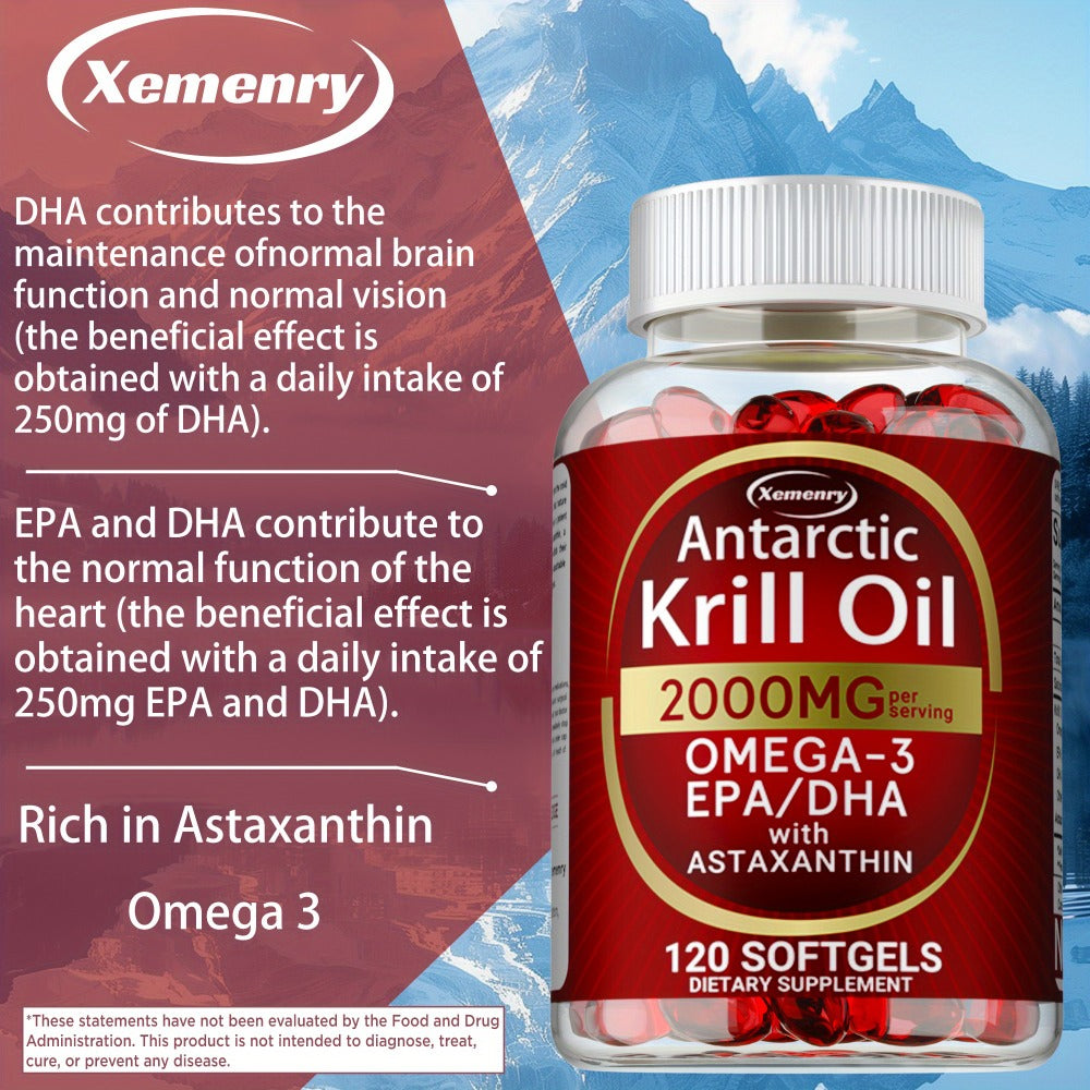 Antarctic Krill Oil 2000mg Softgels 120 Count with Astaxanthin EPA & DHA for Bath Time, Home Spa and Personal Care — image 5