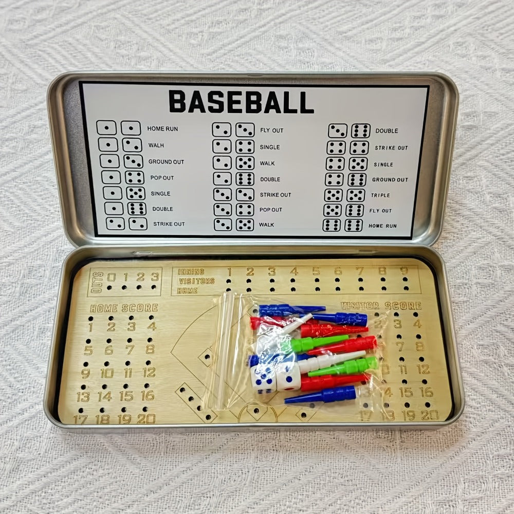 Sports Travel Board Game Set – Portable Wooden Baseball Softball Football Finger Dice Tabletop Game for Family Game Night — i