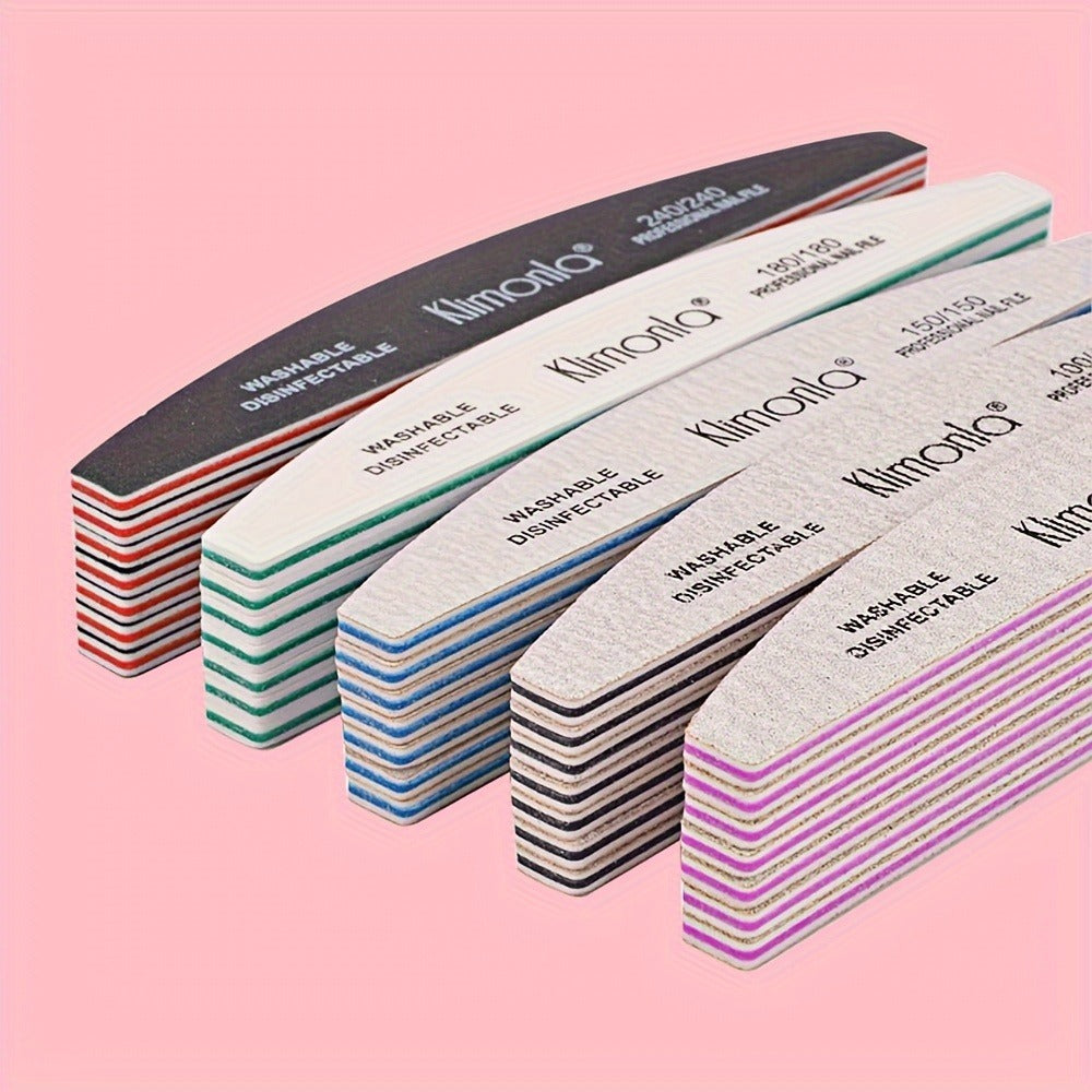 Nail File Set Professional Half Moon Rolled Sanding Strips 5 & 10 Pcs – Gray Sanding Bands for Shaping Buffing Smoothing Natu