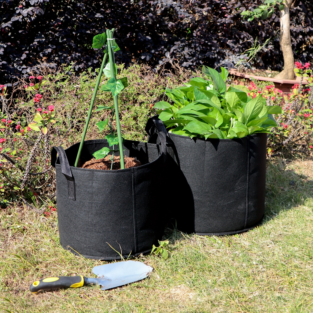 Four-Pack Black Grow Bags with Handles in 5-Gallon or 10-Gallon-Labeled Size Options for Container Gardening — image 9