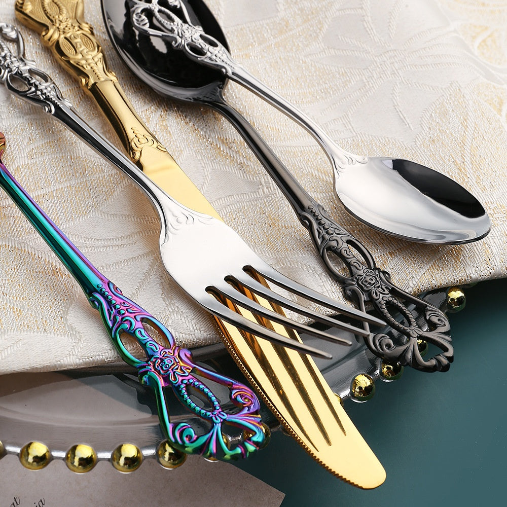 European Pattern Stainless Steel Empaistic Tableware Set