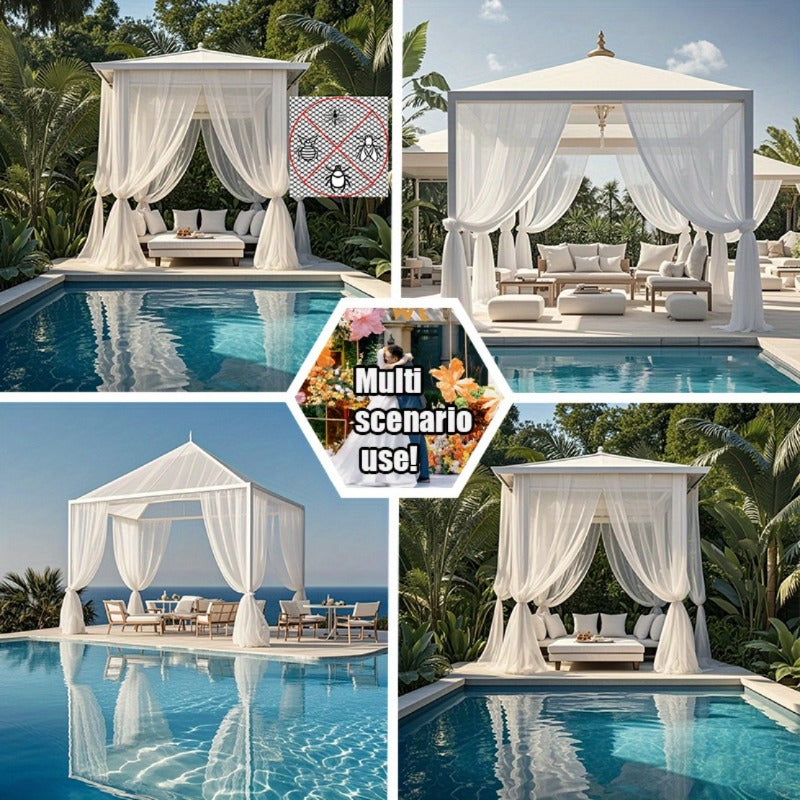 Four-Piece White Sheer Outdoor Curtain Set with Rod-Pocket Top and 152 x 304 cm Panel Size — image 4
