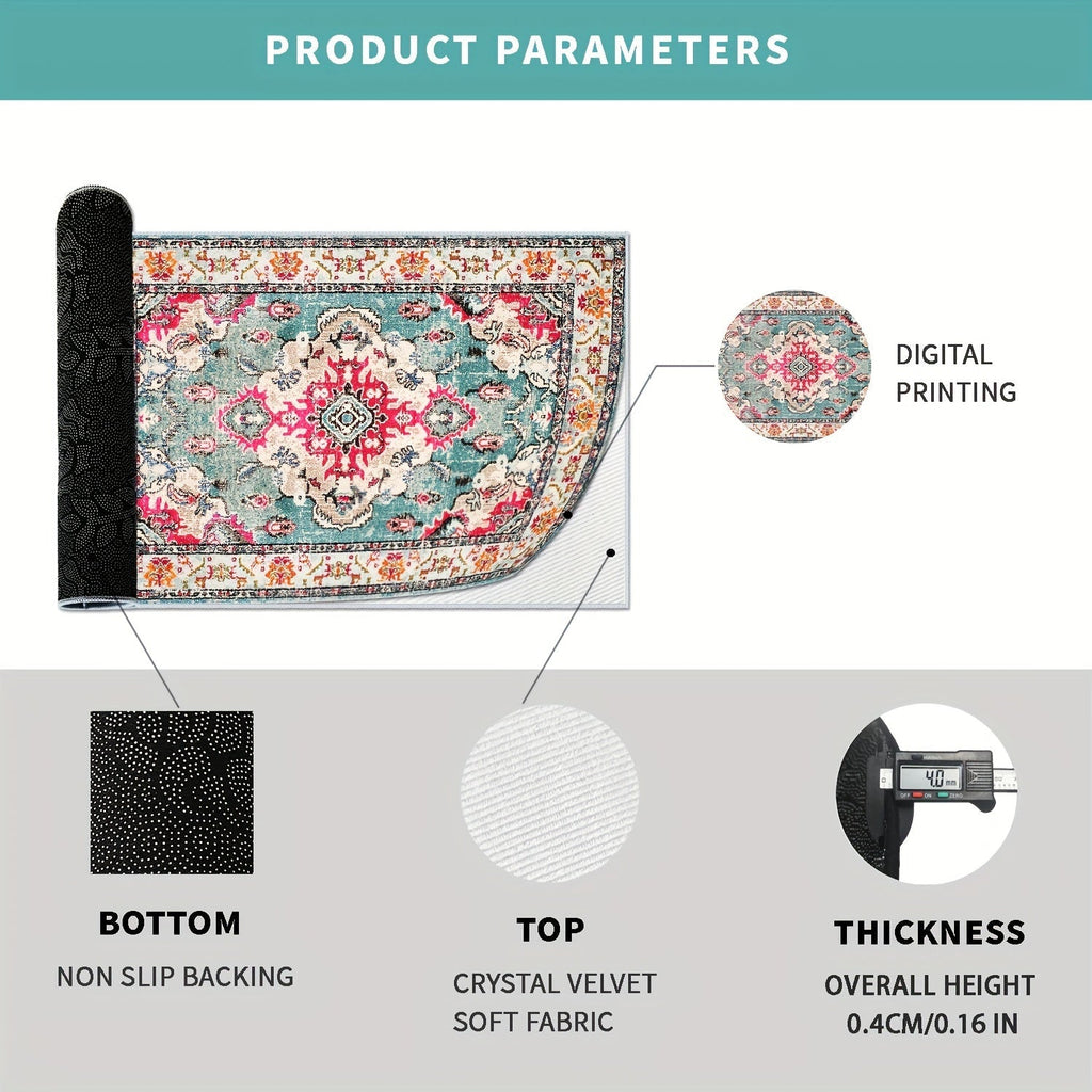 Outdoor Rug | Persian Floral Rubber Back Machine Washable Patio Garden — image 7
