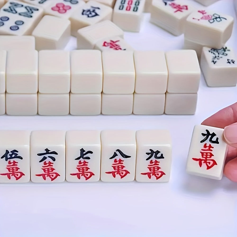 Mini Mahjong Set Portable Travel Size – Authentic Compact Mahjong Game for Family Fun, Logical Thinking & On-The-Go Entertain