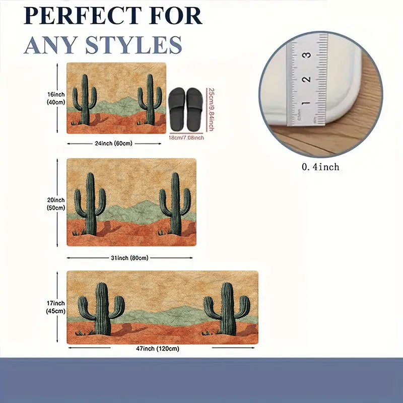 Desert Cactus Print Rectangular Doormat in 40 x 60, 50 x 80 or 45 x 120cm Size Options Pictured — image 6