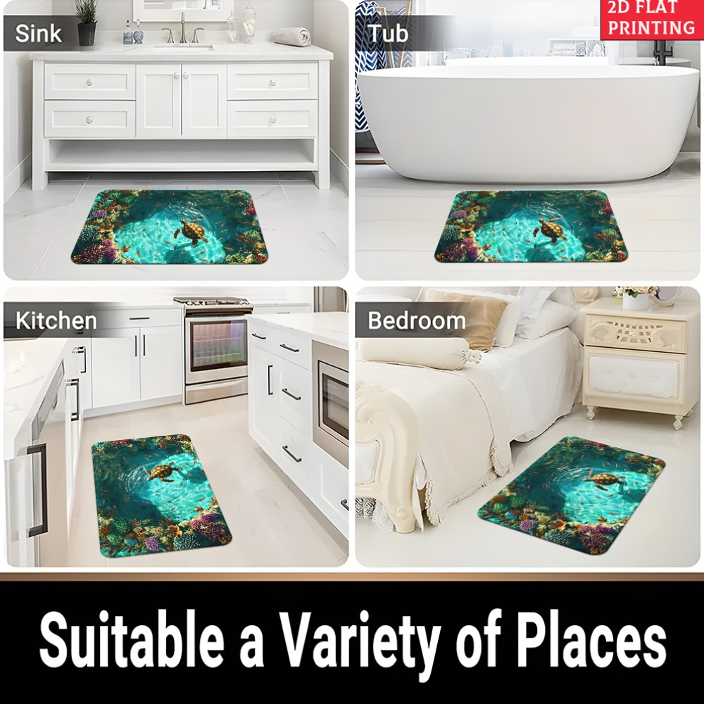 Sea Turtle Illusion Floor Mat with Tropical Reef Print in 15.75 x 23.62 or 19.68 x 31.49-Inch Sizes — image 10