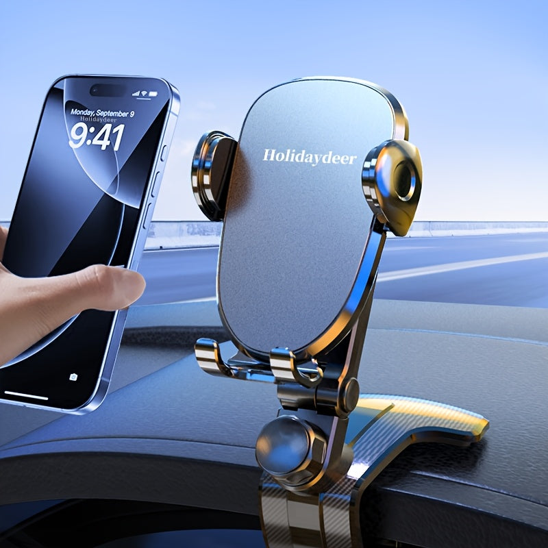 Deep Gray Dashboard-Edge Car Phone Holder with 360-Degree Joint and Triangular Support Clip — image 14