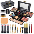Makeup Kit 58-Color Black Mirror Case with Sliding Trays for Face, Eye and Lip Cosmetics plus Application Tools — image 1