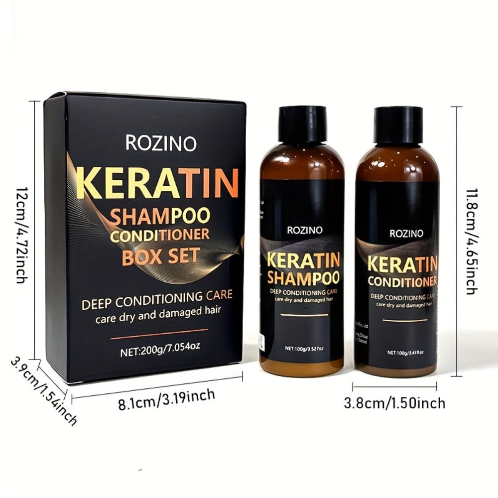 Five-Piece ROZINO Keratin Hair Care Set with Shampoo, Conditioner, Mask and Oil Container Formats — image 5