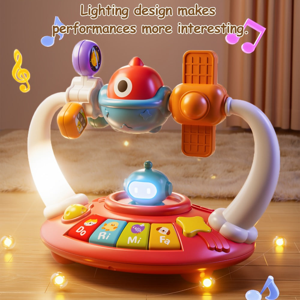 Dinosaur Piano Toy for Kids, Rotatable Smart Music Box with Space Theme, Mini Electronic Musical Instrument for Toddlers — im