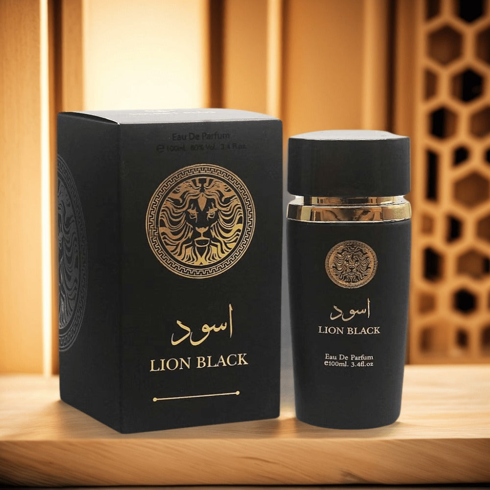 Oriental Perfume for Men Eau de Parfum 3.4oz Lion Black Arabian EDP Spray Long Lasting Bold Masculine Fragrance Oud Inspired 