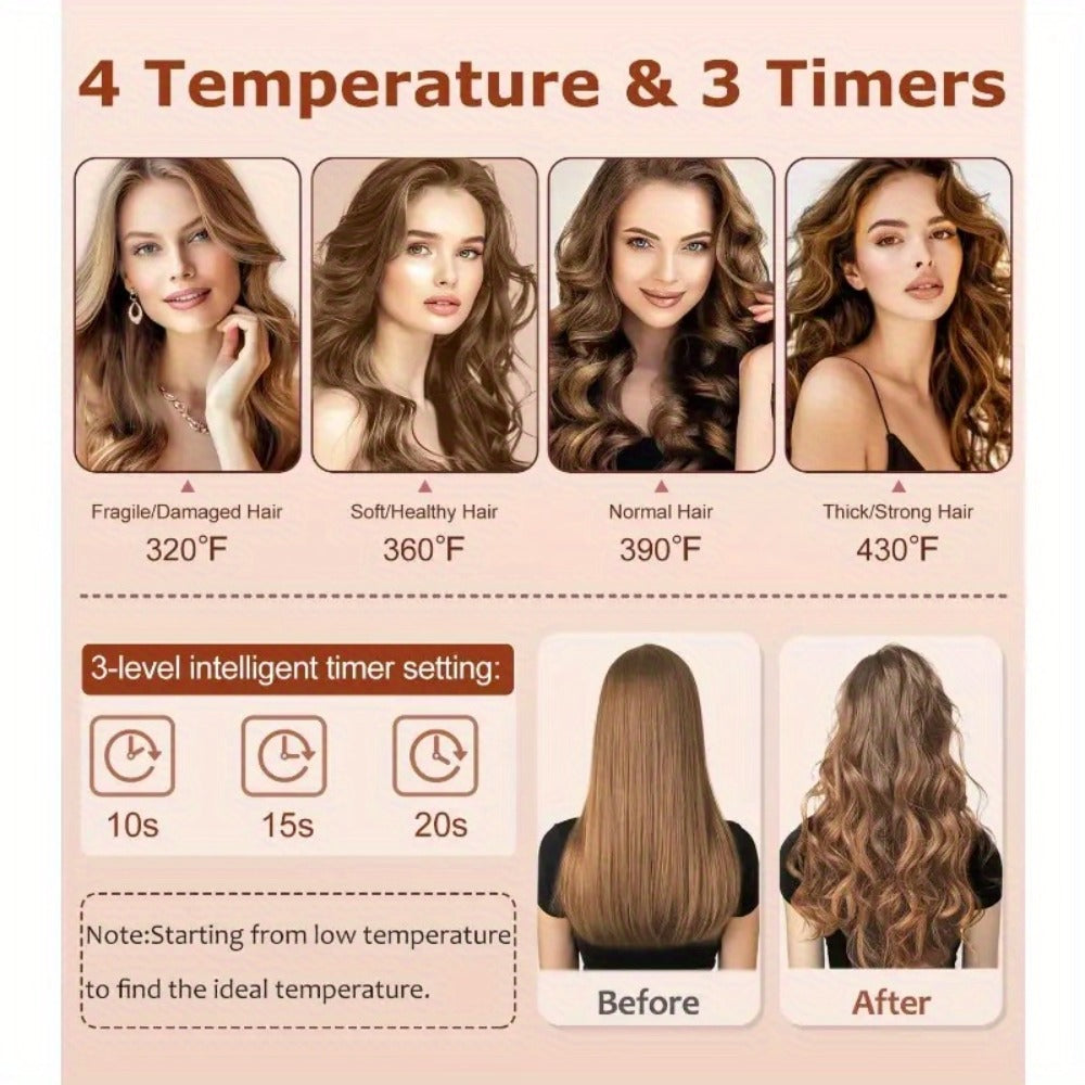 Automatic Curling Iron for Women with Ionic Technology, 4 Temperature Settings, 3 Timer Options, Dual-Direction Rotation — im